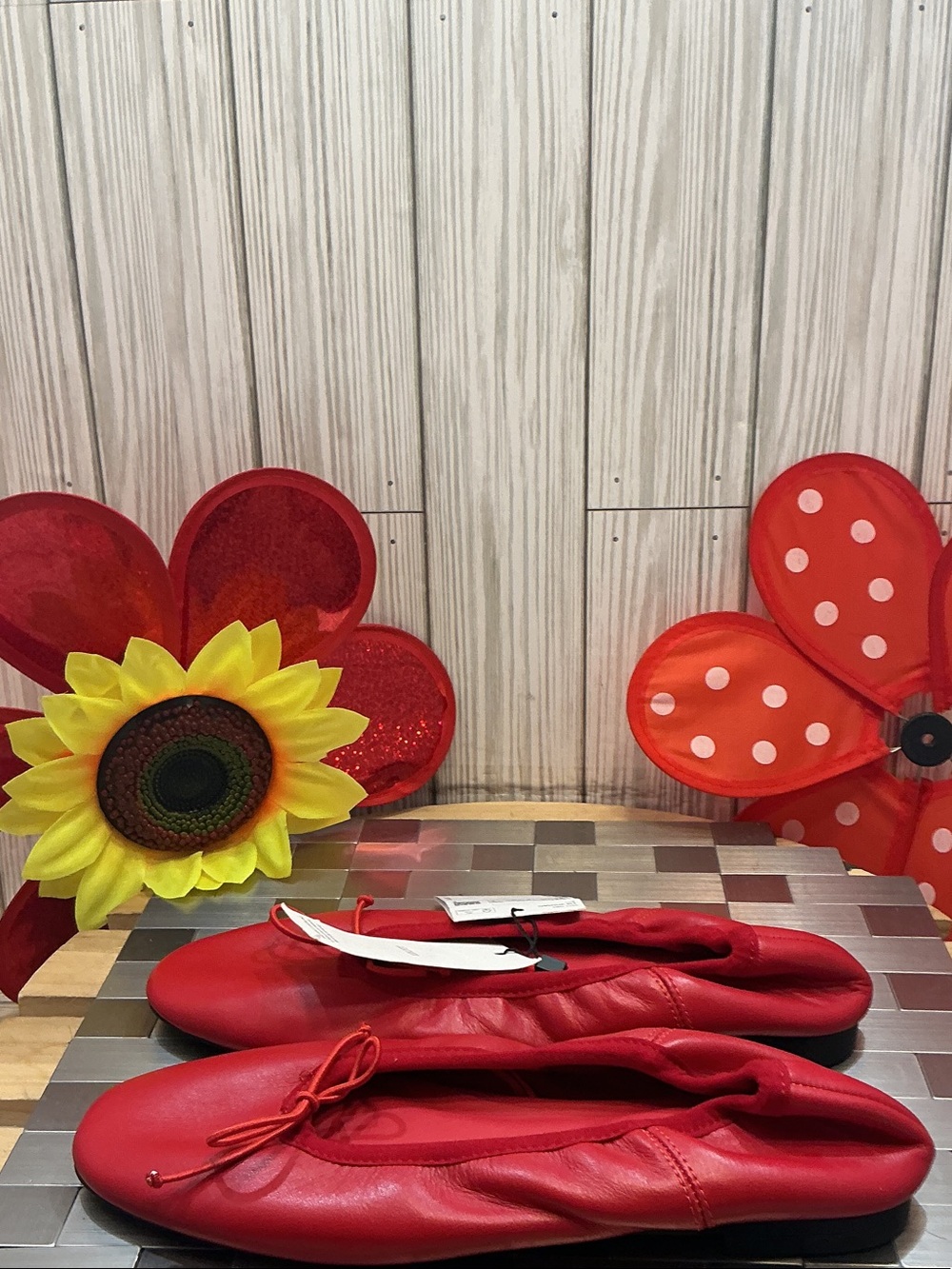 Mango Red Leather Ballet Flats - Picture 5 of 11